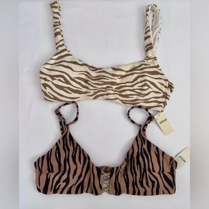 Aerie Animal Print Bikini Bathing Suit Top Set of 2